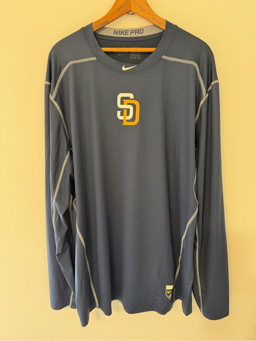 Nike Pro San Diego Padres Navy Blue Long Sleeve Dri-Fit Shirt Authentic XXL